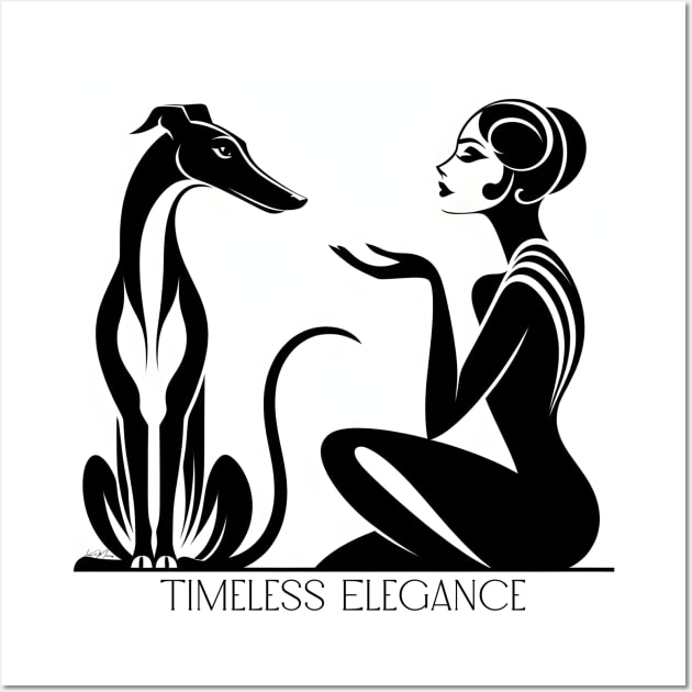 Greyhound, Galgo, Sighthound Art Deco Lady Wall Art by Greyhounds Are Greyt